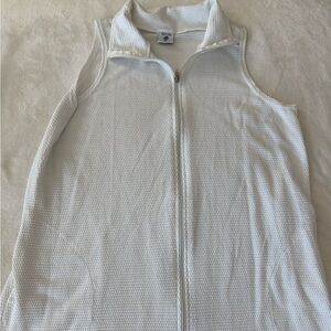 Dream Beach White Zip Front w/  Hood Pocket Swim Cover Up Size Large E36